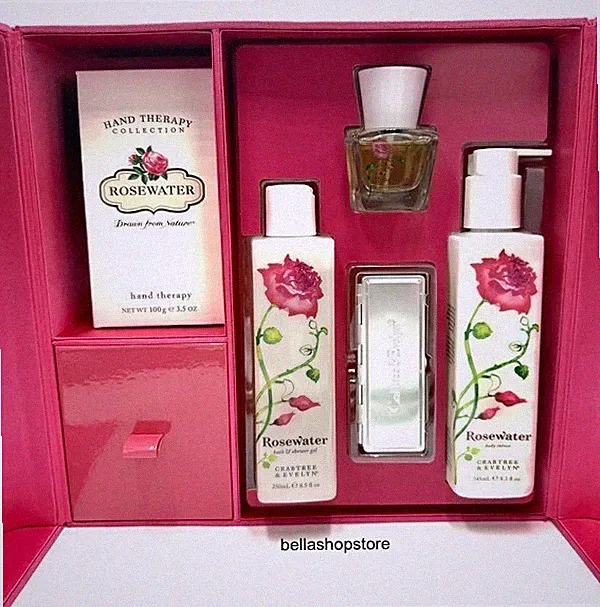 Crabtree & Evelyn Rosewater Fragrance Eau De Toilette 6 Piece Gift Set RARE