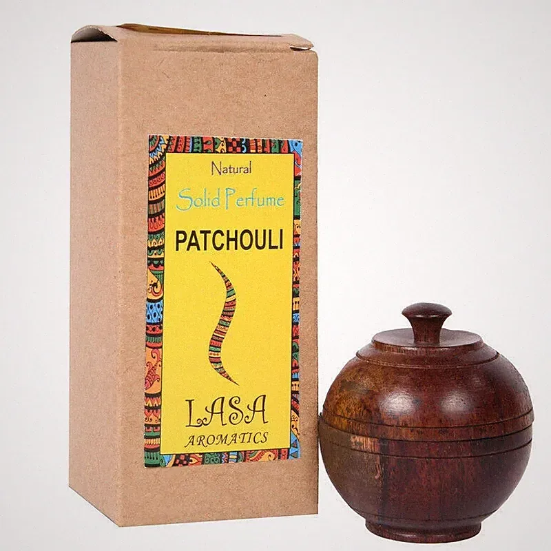 Lasa Natural Solid Perfume Patchouli And Long Lasting Fragrance In Wooden Jar 6g