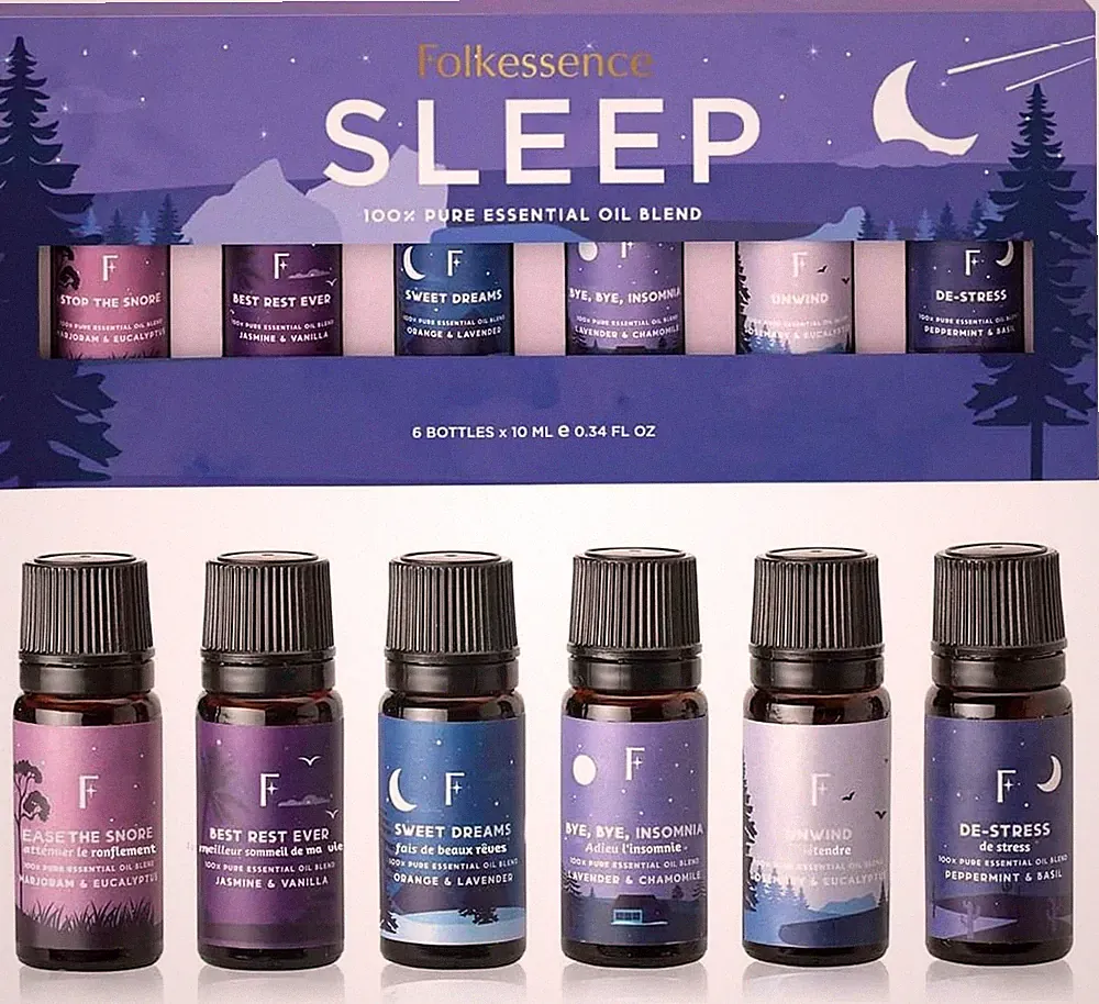 Sleep Essential Oils for Diffusers for Home - Set of 6 | Premium Relaxing Essent